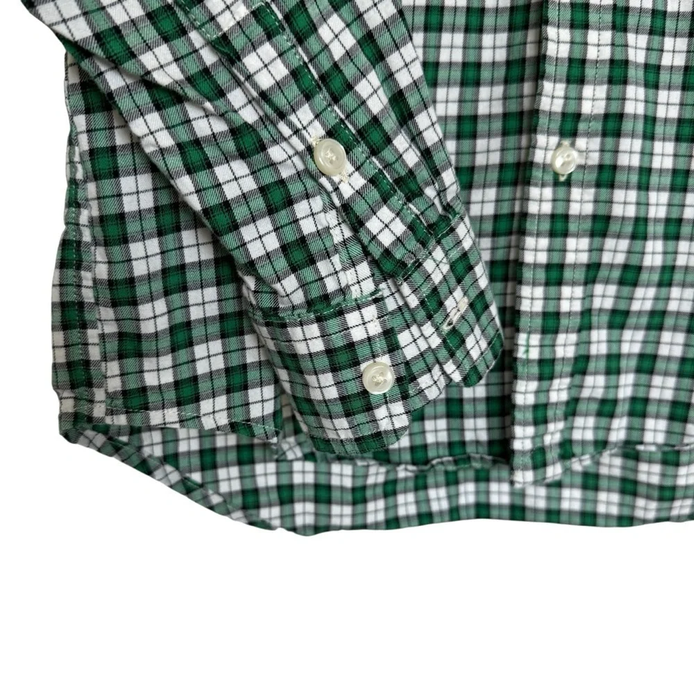 Ralph Lauren Boys Green Checkered Long Sleeve Button-Up Shirt M Casual Flannel